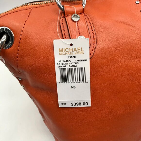 Michael Kors Tangerine Leather Astor Chain Convertible Satchel Bag - Picture 11 of 11